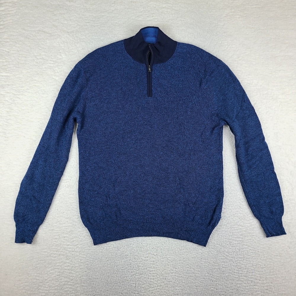 Zachary Prell Sweater Mens XL Blue Navy Knit Quarter Zip Sweatshirt